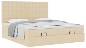 vidaXL Οθωμανικό Κρεβάτι με Στρώματα Κρέμα 200x200cm Ύφασμα
