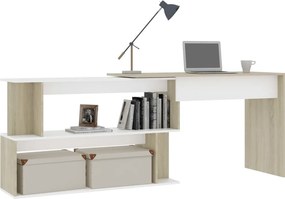 vidaXL Γραφείο Γωνιακό Λευκό/Sonoma Δρυς 200 x 50 x 76 εκ. Επεξ. Ξύλο