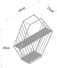 Ράφι Τοίχου Μαύρο / Σκούρα Καρυδιά RISES 44x15x40