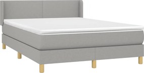 vidaXL Κρεβάτι Boxspring με Στρώμα Ανοιχτό Γκρι 140x200 εκ. Υφασμάτινο