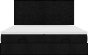 vidaXL Οθωμανικό κρεβάτι με στρώματα Μαύρο 160x200cm Ύφασμα