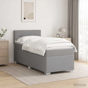 vidaXL Κρεβάτι box spring με στρώμα Ανοιχτό γκρι 100 x 200 cm Ύφασμα