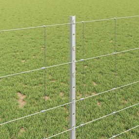 vidaXL Εξωτερική άγρια περίφραξη με στήλες 50 x 1 m Ασημί Δίχτυ
