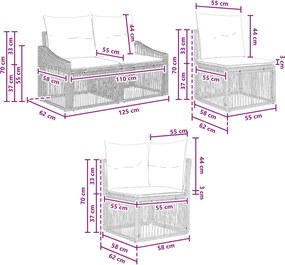 vidaXL Σετ Καναπέ Κήπου 6 pcs Μαύρο συνθετικό ρατάν