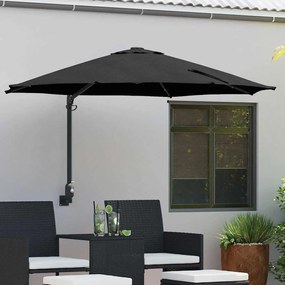 vidaXL Ομπρέλα Κήπου Μαύρο 248 x 248 x 148 εκ. Πολυεστέρας, Χάλυβας