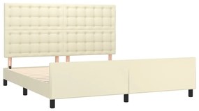 vidaXL Πλαίσιο Κρεβατιού με Κεφαλάρι Κρεμ 180x200 εκ. Συνθετικό Δέρμα