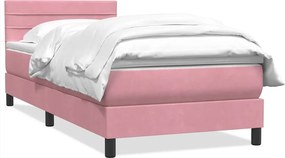 vidaXL Box Spring κρεβάτι με στρώμα ροζ 90x210 εκ. Βελούδινο