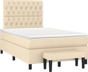 vidaXL Κρεβάτι Boxspring με Στρώμα Κρεμ 120x190 εκ. Υφασμάτινο