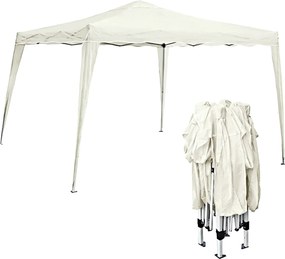 GAZEBO Πτυσσόμενο Μέταλλο Βαφή Άσπρο, Ύφασμα Άσπρο   1τμχ