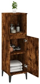 vidaXL Ντουλάπι Μπάνιου Καπνιστή Δρυς 30x30x100 εκ. Επεξεργασμένο Ξύλο