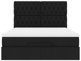 vidaXL Οθωμανικό κρεβάτι με στρώμα Μαύρο 140x190cm Ύφασμα