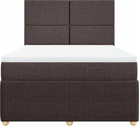 vidaXL Κρεβάτι Boxspring με Στρώμα Σκούρο Καφέ 140x200 εκ Υφασμάτινο