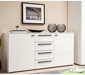 Κομότα - Μπουφές Ksanti 3K4F Λευκή - Λευκή Λάκα 163x40x80.5 εκ. 163x40x80.5 εκ.