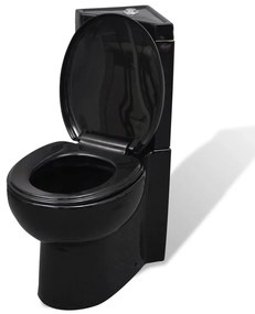 vidaXL Λεκάνη τουαλέτας/μπάνιου από Πορσελάνη Μαύρη