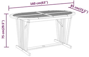 Τραπέζι Κήπου 160 x 85 x 75 εκ. από Μασίφ Ξύλο Ευκαλύπτου - Καφέ