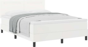 vidaXL Κρεβάτι με ελατήρια με στρώμα Λευκό 160 x 200 cm Τεχνητό δέρμα