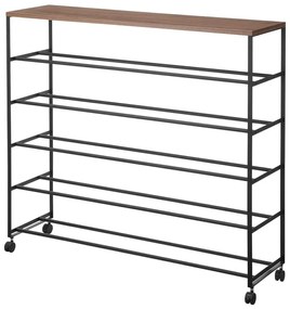 Παπουτσοθήκη Τροχήλατη Tower YMZK1466 90,5x26x87cm Black Ατσάλι,Ξύλο