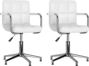 vidaXL Καρέκλες Τραπεζαρίας Περιστρεφόμενες 2 τεμ. Λευκές Δερματίνη