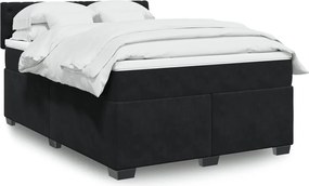 vidaXL Κρεβάτι Boxspring με Στρώμα Μαύρο 160x200 εκ. Βελούδινο