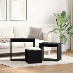 vidaXL Τραπέζι Σαλονιού με Στηρίγματα 3 pcs Μαύρη Οξυά
