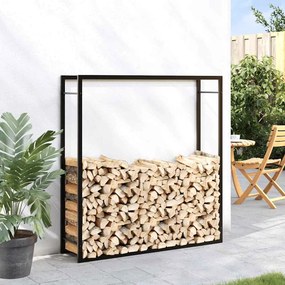 vidaXL Ραφιέρα Καυσόξυλων Ματ Μαύρο 110x28x116 εκ. Ατσάλι