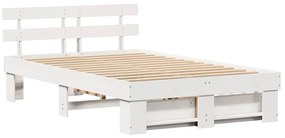 vidaXL Σκελετός Κρεβατιού Λευκό 140 x 190 cm Μασίφ ξύλο πεύκου