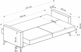 Stewehome Kristal 3θέσια πολυθρόνα σκούρο γκρι