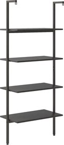 vidaXL Ραφιέρα Κεκλιμένη 4 Επιπέδων Μαύρη 64 x 35 x 152,5 εκ.