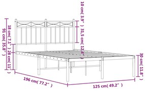 Πλαίσιο Κρεβατιού με Κεφαλάρι Λευκό 120x190 εκ. Μεταλλικό - Λευκό