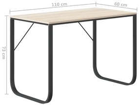 vidaXL Γραφείο Υπολογιστή Μαύρο/Δρυς 110 x 60 x 73 εκ. από Μοριοσανίδα