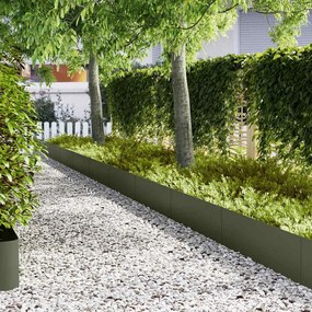 vidaXL Περιγράμματα γκαζόν 50 pcs Λαδί 100 x 0.5 x 30 εκ Ατσάλι