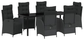 vidaXL Σετ 7 κομματιών Εξωτερικών Επίπλων Κήπου Black Poly Rattan