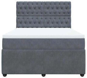 vidaXL Κρεβάτι Boxspring με Στρώμα Σκούρο Γκρι 160x200 εκ. Βελούδινο
