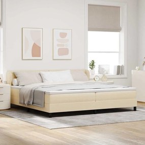 vidaXL Κρεβάτι με ελατήρια με στρώμα Κρεμ 200 x 200 cm ύφασμα