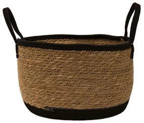 Καλάθι Ψάθινο 00.06.61114 Φ37x23,5cm Natural-Black Mat