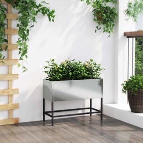 vidaXL Υψωμένη Γλάστρα Κήπου Ασημί 60 x 26 x 45 εκ