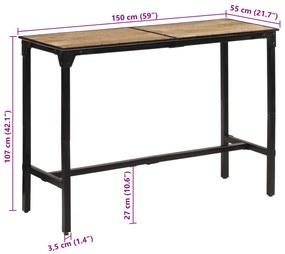 ΤΡΑΠΕΖΙ ΜΠΑΡ 150X55X107 ΕΚ. ΑΠΟ ΑΚΑΤΕΡΓΑΣΤΟ ΜΑΣΙΦ ΞΥΛΟ ΜΑΝΓΚΟ 358937