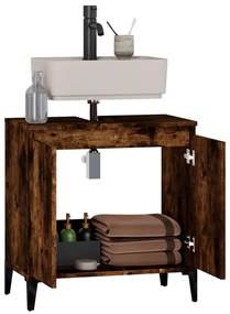 vidaXL Ντουλάπι Νιπτήρα Καπνιστή Δρυς 58x33x60 εκ. Επεξεργ. Ξύλο