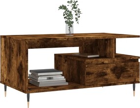 vidaXL Τραπεζάκι Σαλονιού Καπνιστή Δρυς 90x49x45 εκ. Επεξεργασμ. Ξύλο