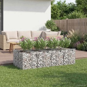 vidaXL Ανασηκωμένο κρεβάτι gabion 2 pcs Ασημί
