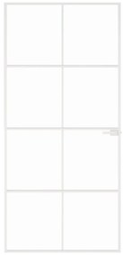 vidaXL Εσωτερική Πόρτα Λευκή 93x201,5 εκ. Ψημένο Γυαλί&Λεπτό Αλουμίνιο