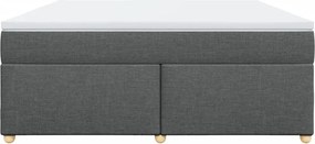 vidaXL Κρεβάτι Boxspring με Στρώμα Σκούρο Γκρι 180x200 εκ Υφασμάτιν