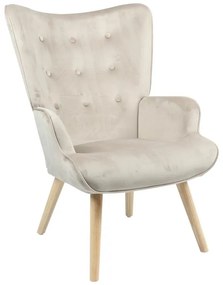 Armchair Fluffy velvet fabric beige-natural leg 75x69x96cm 75x69x96 εκ.