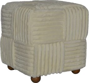 Σκαμπό Cuirl Inart μπουκλέ ύφασμα σε λευκή απόχρωση 45x45x45εκ