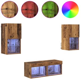 vidaXL Βάσεις τηλεόρασης Επιτοίχιο 4 pcs Παλιό Ξύλο Επεξεργασμένο ξύλο