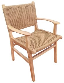 WOODWELL Ε7028COMO Πολυθρόνα Τραπεζαρίας Φυσικό, Κάθισμα Paper Rope 63x59x86cm Ε7028