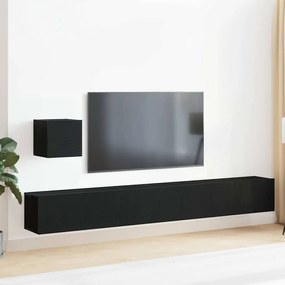 vidaXL Σετ 4 Τεμαχίων Ντουλάπας Τηλεόρασης σε Μαύρο Δρυ, φτιαγμένο από ξύλο.