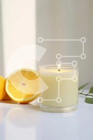 Intra Συλλεκτικό Ξύλινο Παζλ Plywood 4mm - Κερί, φέτες λεμονιού και άδειο ποτήρι στο τραπέζι Σε Ξύλινο Κουτί - Διαστάσεις Puzzle: 10x10 cm – 25 κομμάτια