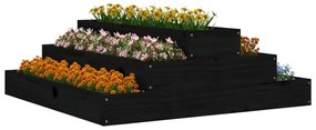 vidaXL Ζαρντινιέρα Μαύρο 80 x 80 x 27 εκ. από Μασίφ Ξύλο Πεύκου