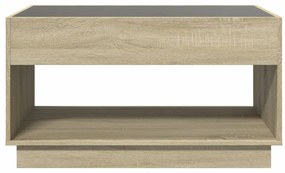 vidaXL Τραπεζάκι Σαλονιού Άπειρο Φως LED Sonoma Δρυς 90x50x50 εκ.